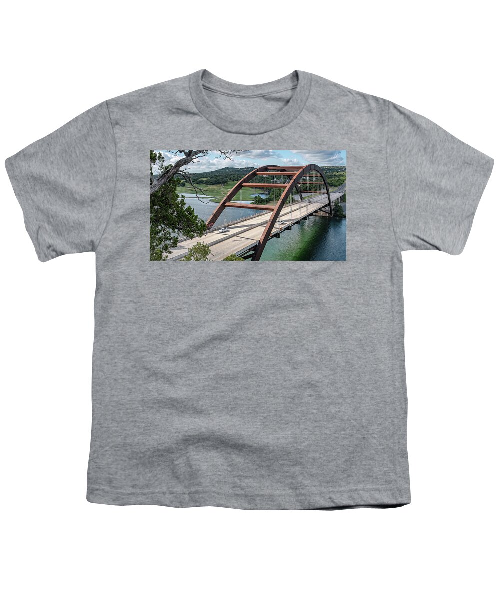 Austin Texas Youth T-Shirt featuring the photograph Pennybacker Bridge by G Lamar Yancy