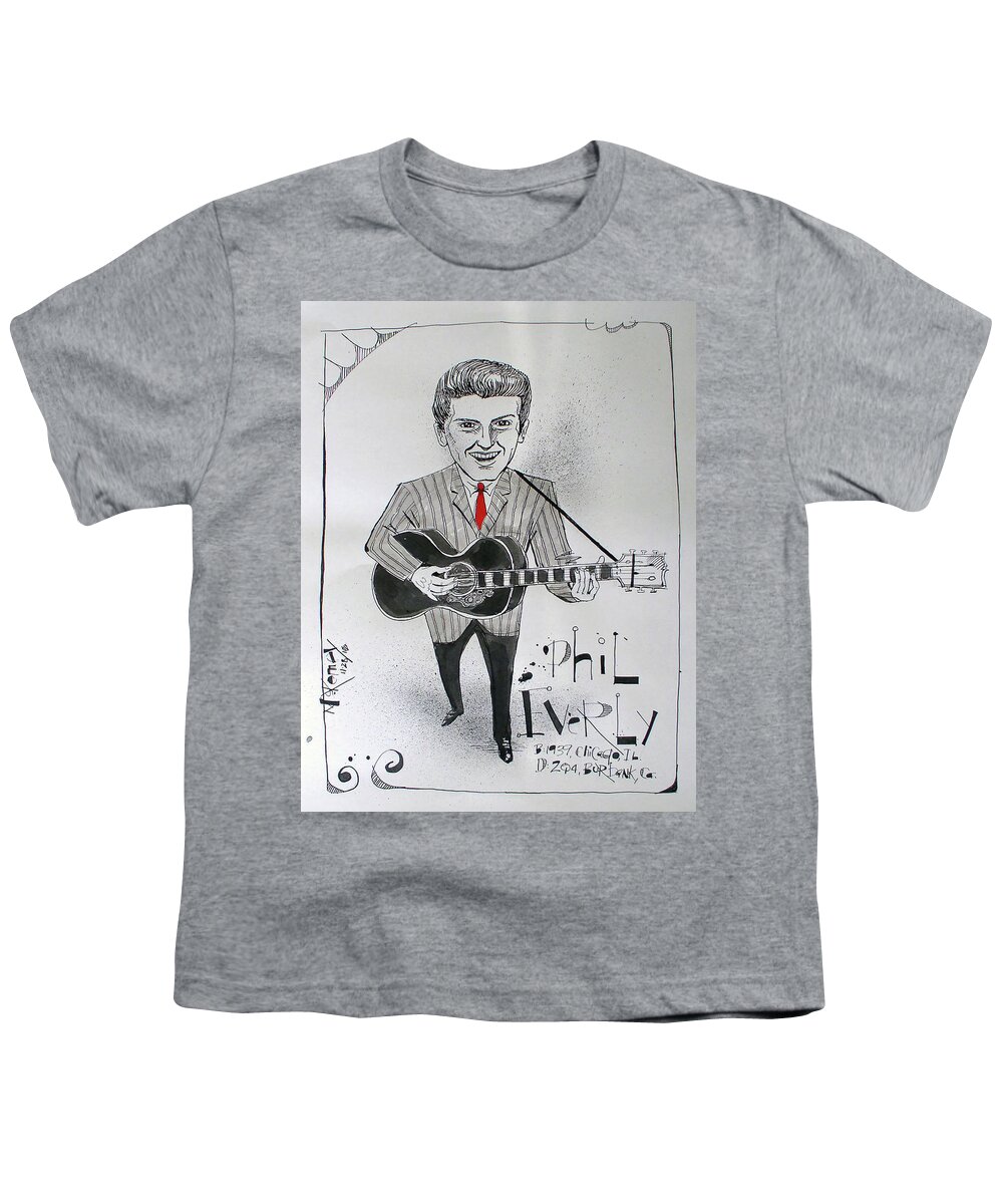  Youth T-Shirt featuring the drawing Phil Everly by Phil Mckenney