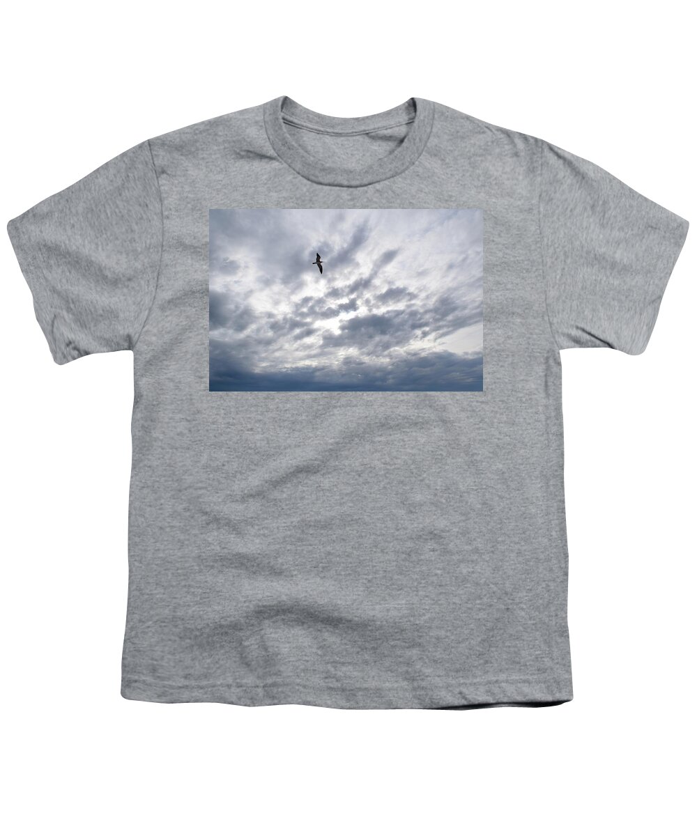 Bird Youth T-Shirt featuring the photograph Photo 80 bird in sky by Lucie Dumas