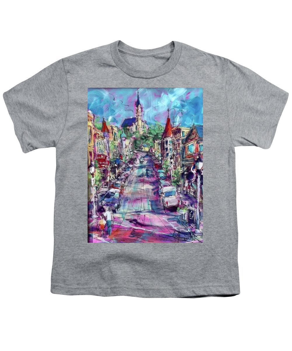 Painting Youth T-Shirt featuring the painting Port Main Street by Les Leffingwell