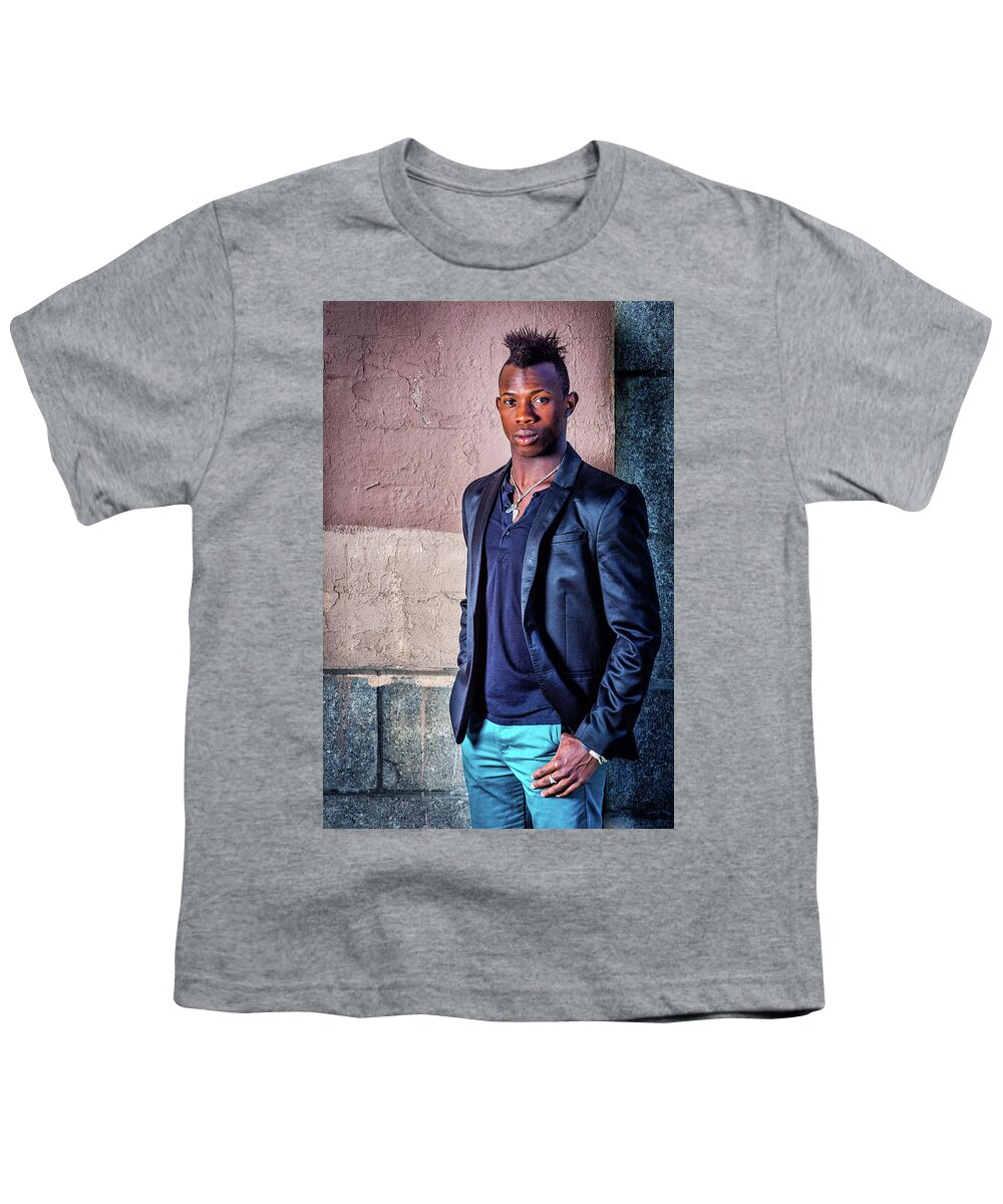Young Youth T-Shirt featuring the photograph Portrait of Young Black Guy by Alexander Image