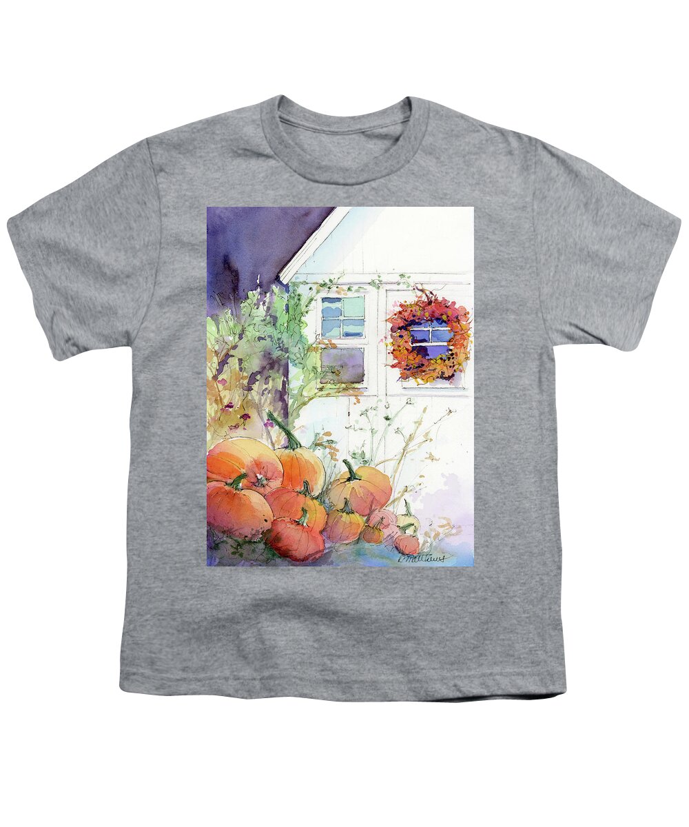 Pumpkins Youth T-Shirt featuring the painting Pumpkin harvest by Rebecca Matthews