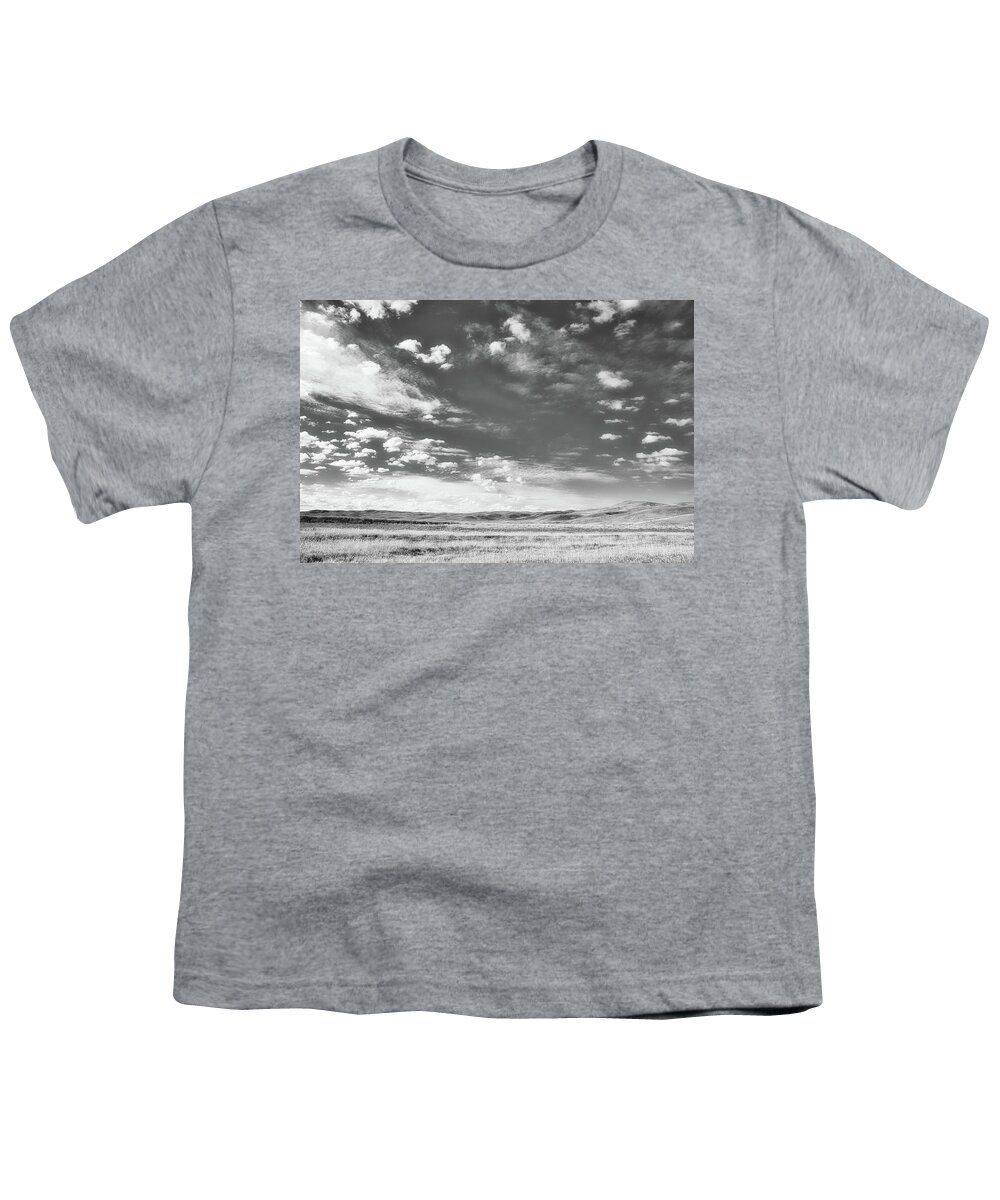 Landscape Youth T-Shirt featuring the photograph Pure Prairie League Black and White by Allan Van Gasbeck