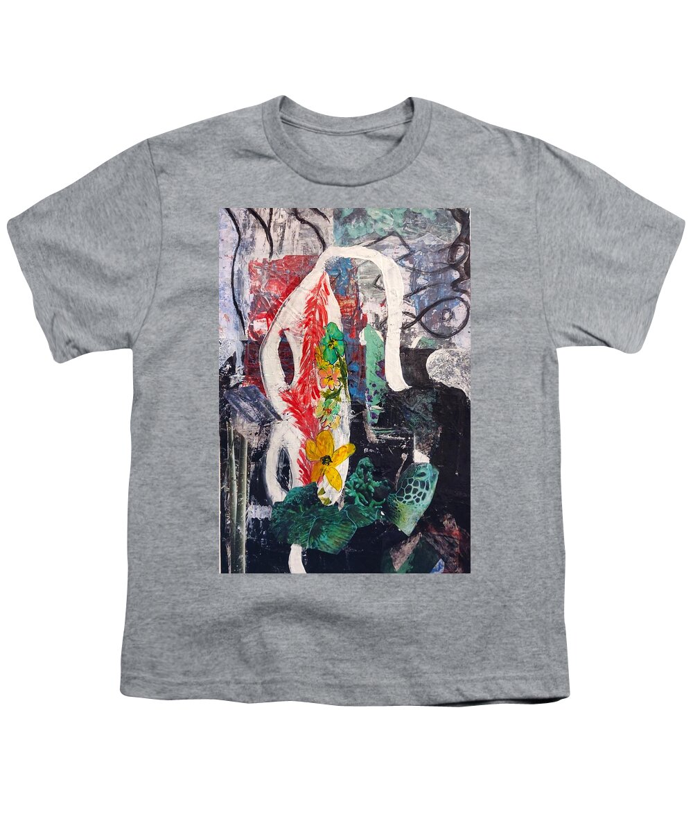  Costume Youth T-Shirt featuring the mixed media Purim Disguise by Suzanne Berthier