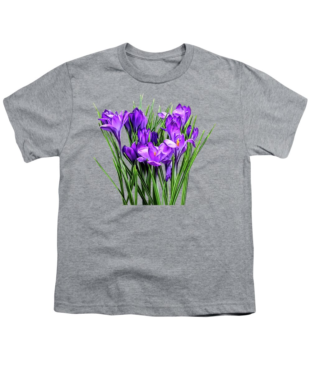 Flower Youth T-Shirt featuring the photograph Purple Crocuses by Susan Savad