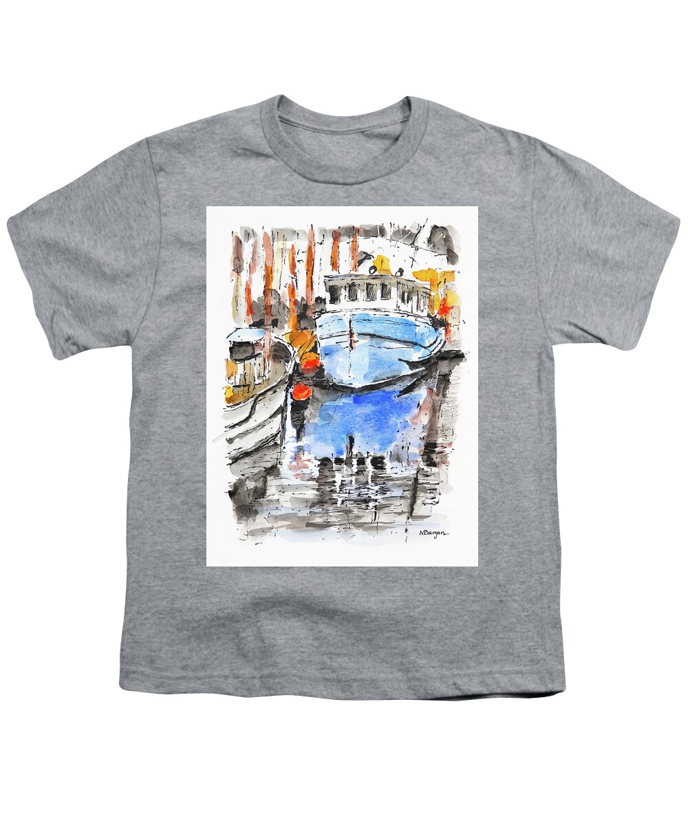 Fishing Youth T-Shirt featuring the painting Ready To Fish by Mike Bergen