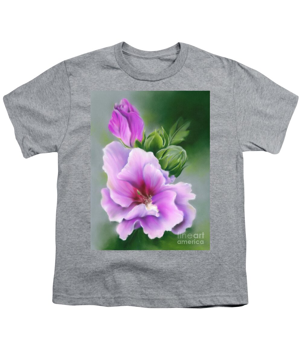 Botanical Youth T-Shirt featuring the painting Rose of Sharon Flower and Buds by MM Anderson