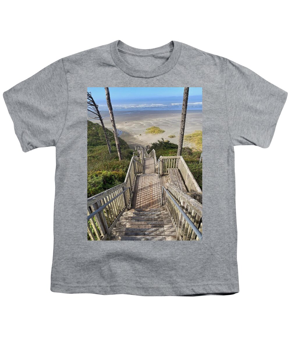 Beach Youth T-Shirt featuring the photograph Seabrook Beach Stairs by Jerry Abbott