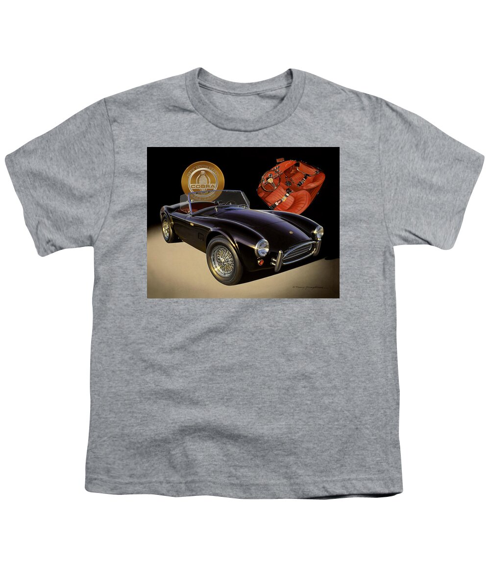 Drag Racing Nhra Top Fuel Funny Car John Force Kenny Youngblood Nitro Champion March Meet Images Image Race Track Fuel Carrol Shelby American Youth T-Shirt featuring the painting Shelby Cobra 50th by Kenny Youngblood