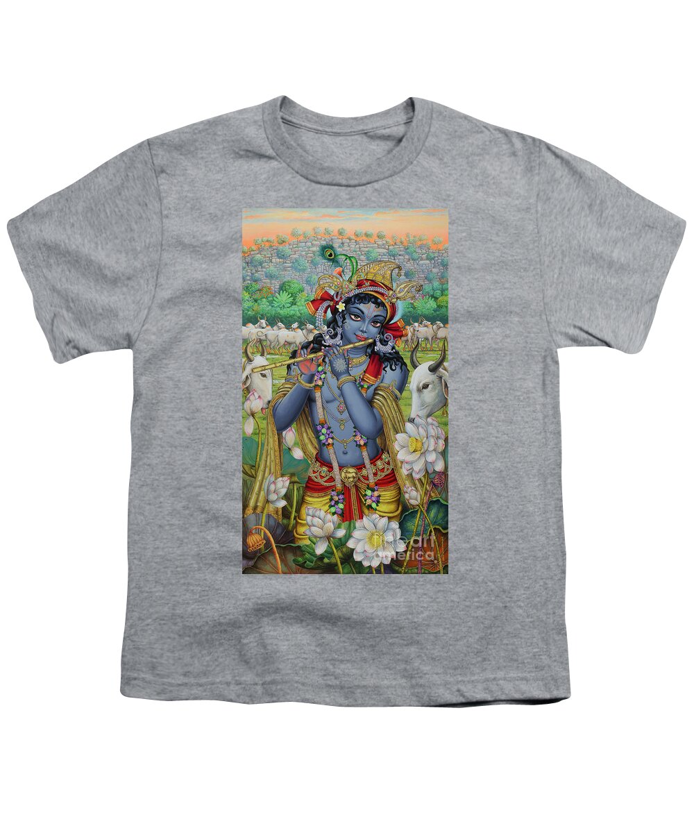 Krishna Youth T-Shirt featuring the painting Shree Govinda by Vrindavan Das