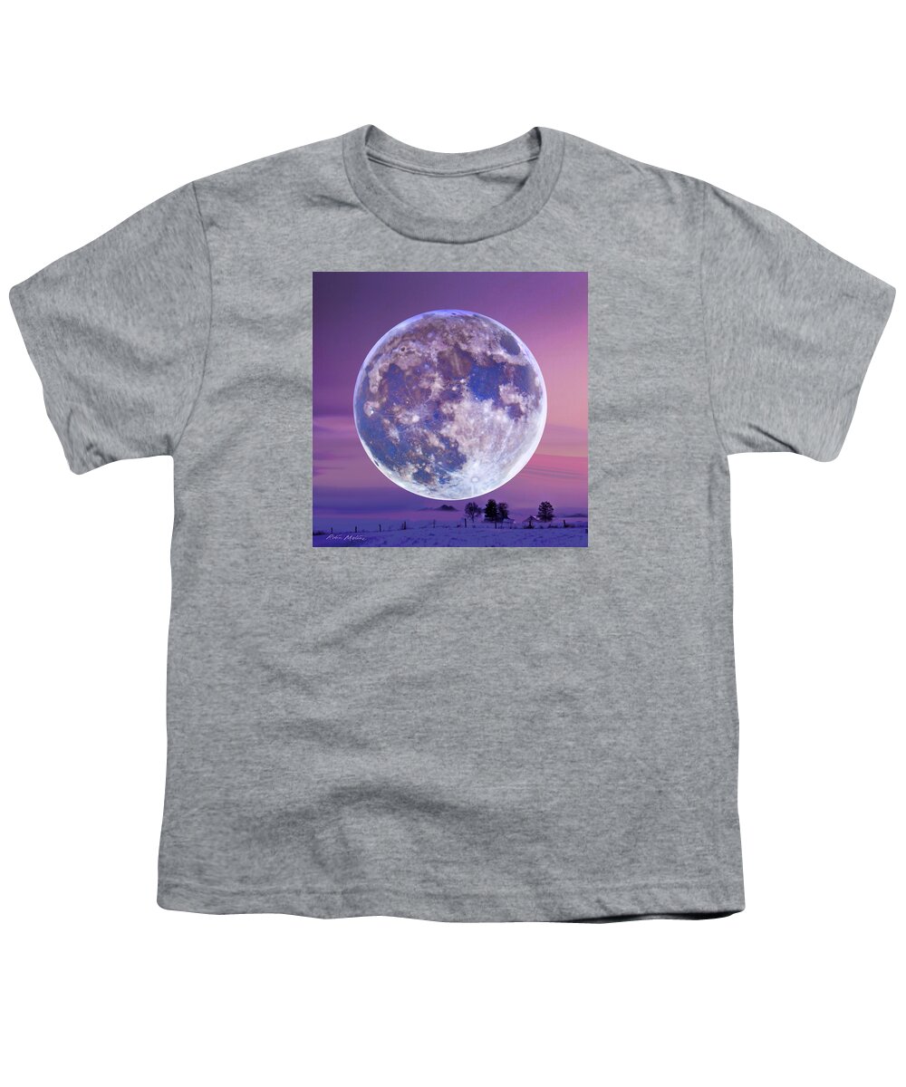 Snow Moon Youth T-Shirt featuring the digital art Snow Moon by Robin Moline