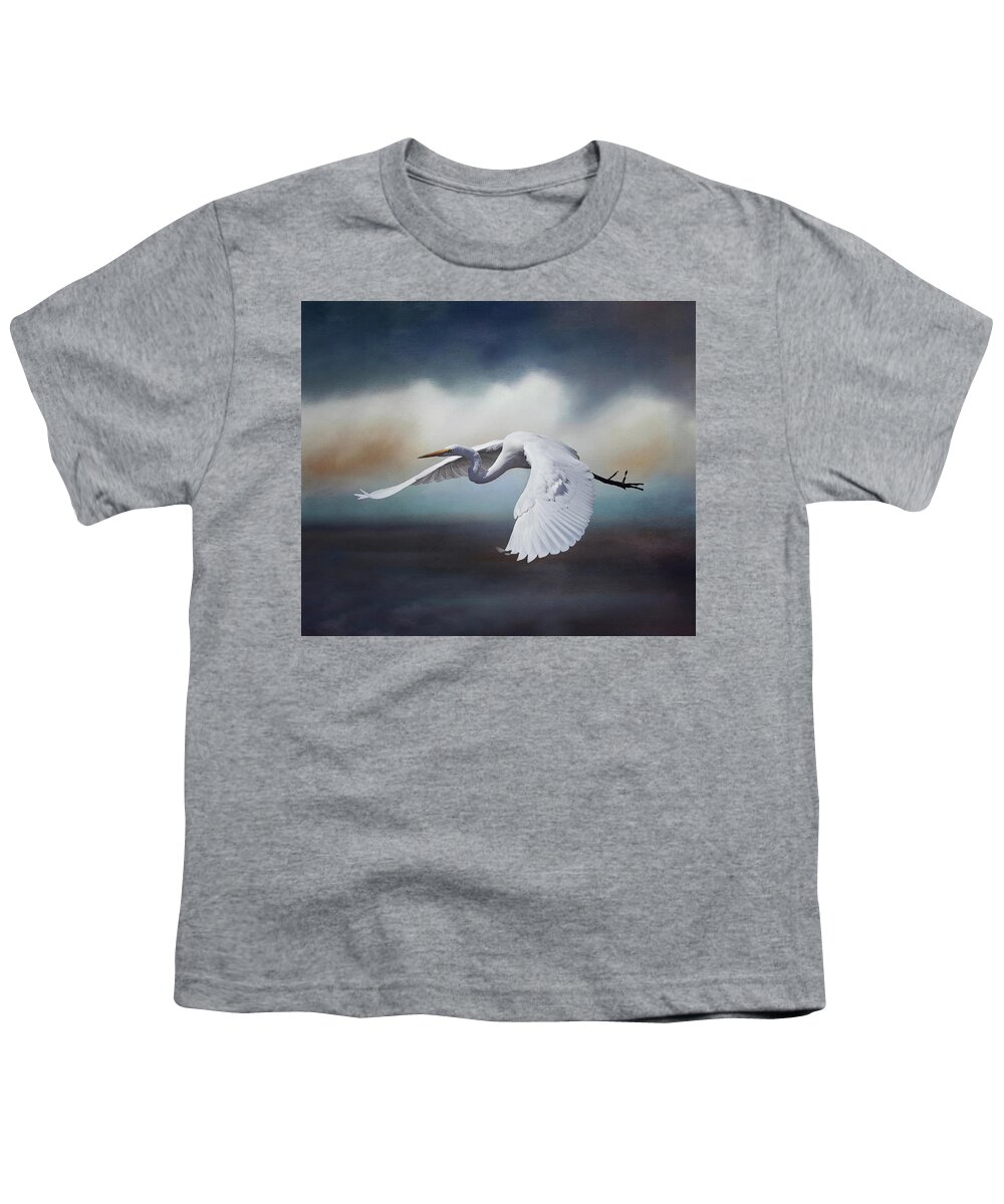 Soaring Youth T-Shirt featuring the photograph Soaring Egret 2 by Morgan Wright