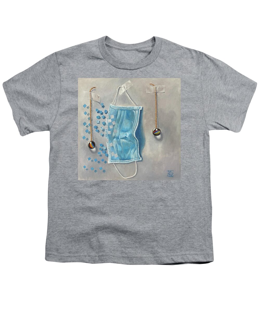 Social Distancing Youth T-Shirt featuring the painting Social Distance by Roger Calle