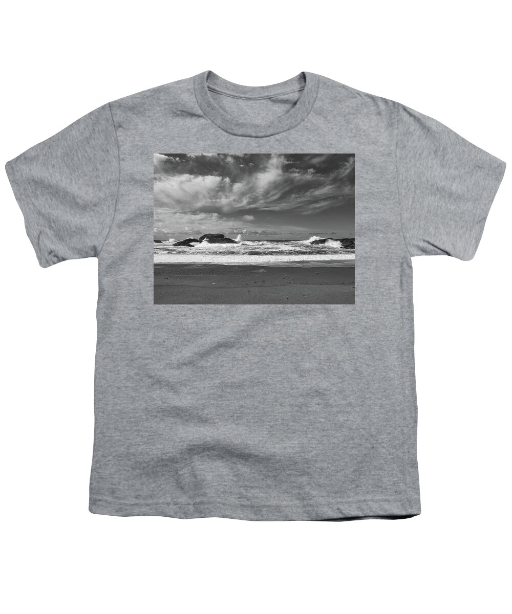 Landscape Youth T-Shirt featuring the photograph South Beach Vista Black and White by Allan Van Gasbeck
