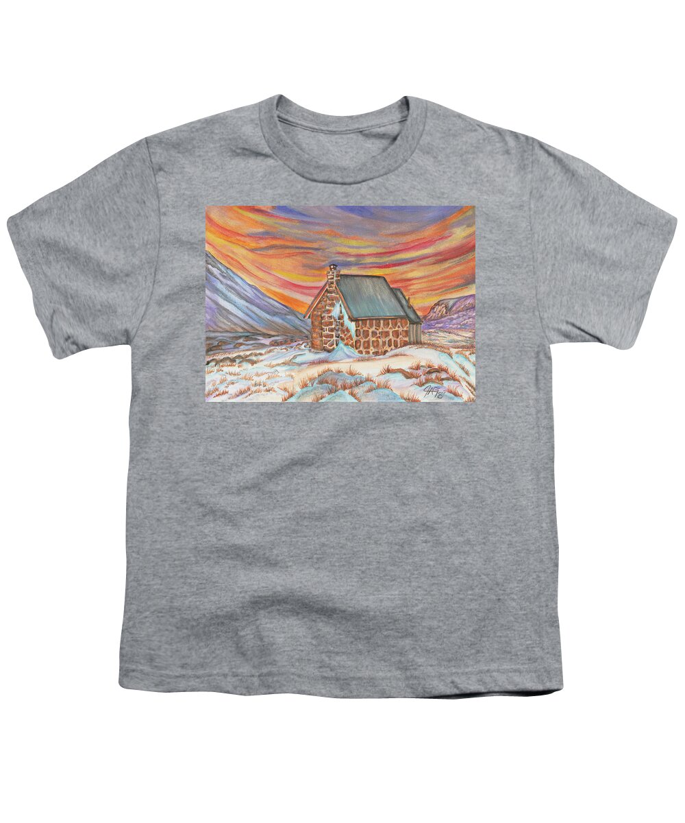 Art Youth T-Shirt featuring the painting Stone Refuge by The GYPSY
