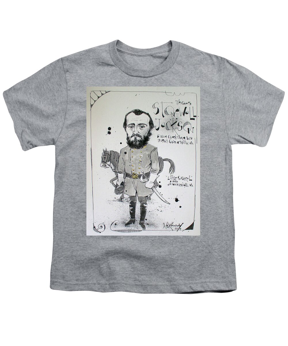  Youth T-Shirt featuring the drawing Stonewall Jackson by Phil Mckenney