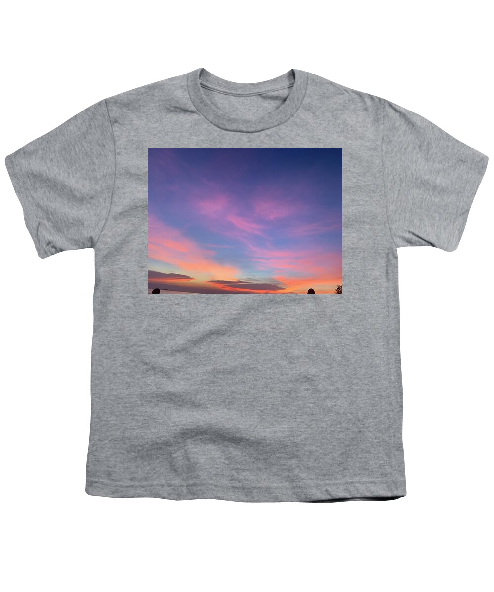 Sunset Youth T-Shirt featuring the photograph Sunset pink and purple by Gary Wohlman