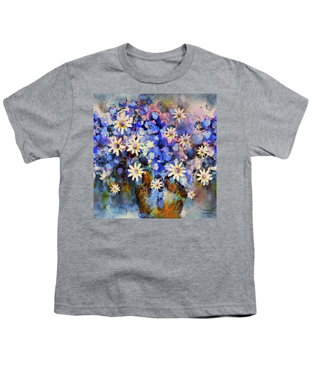 Flowers Youth T-Shirt featuring the painting The Joy Of Blue Flowers by Natalie Holland