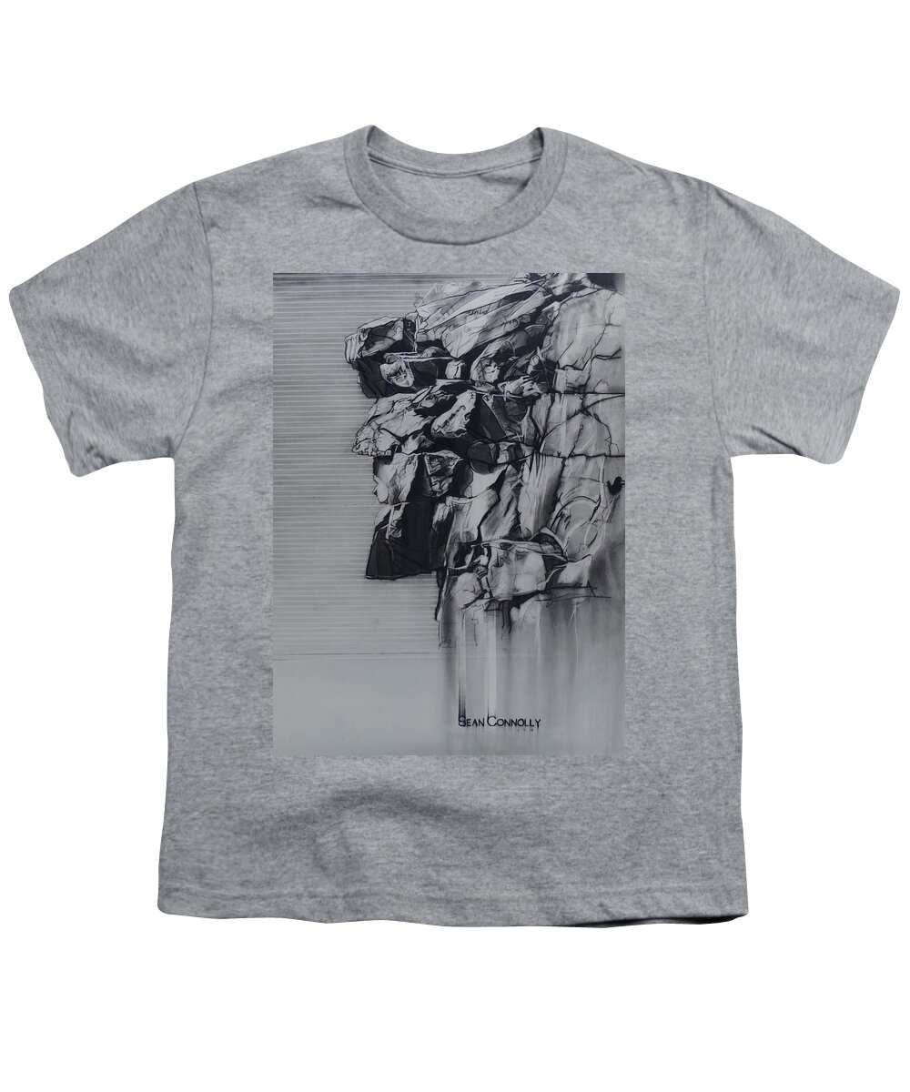Charcoal Pencil Youth T-Shirt featuring the drawing The Old Man Of The Mountain by Sean Connolly