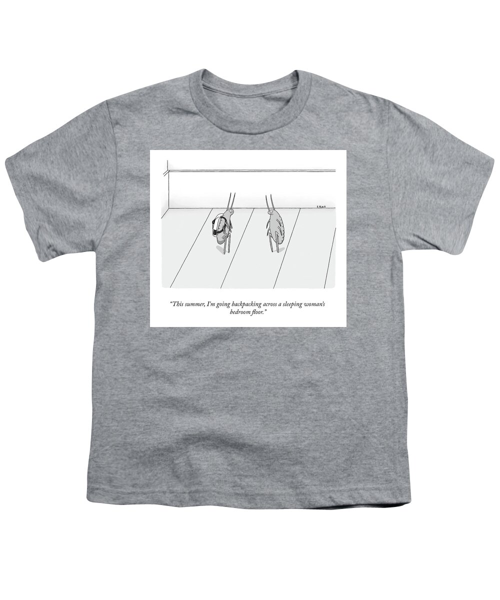 A26218 Youth T-Shirt featuring the drawing This Summer I'm Going Backpacking by Ellie Black
