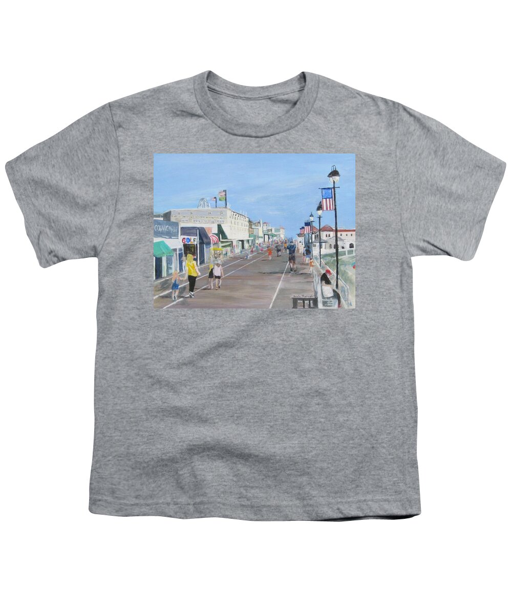 Painting Youth T-Shirt featuring the painting Walking The Boards by Paula Pagliughi