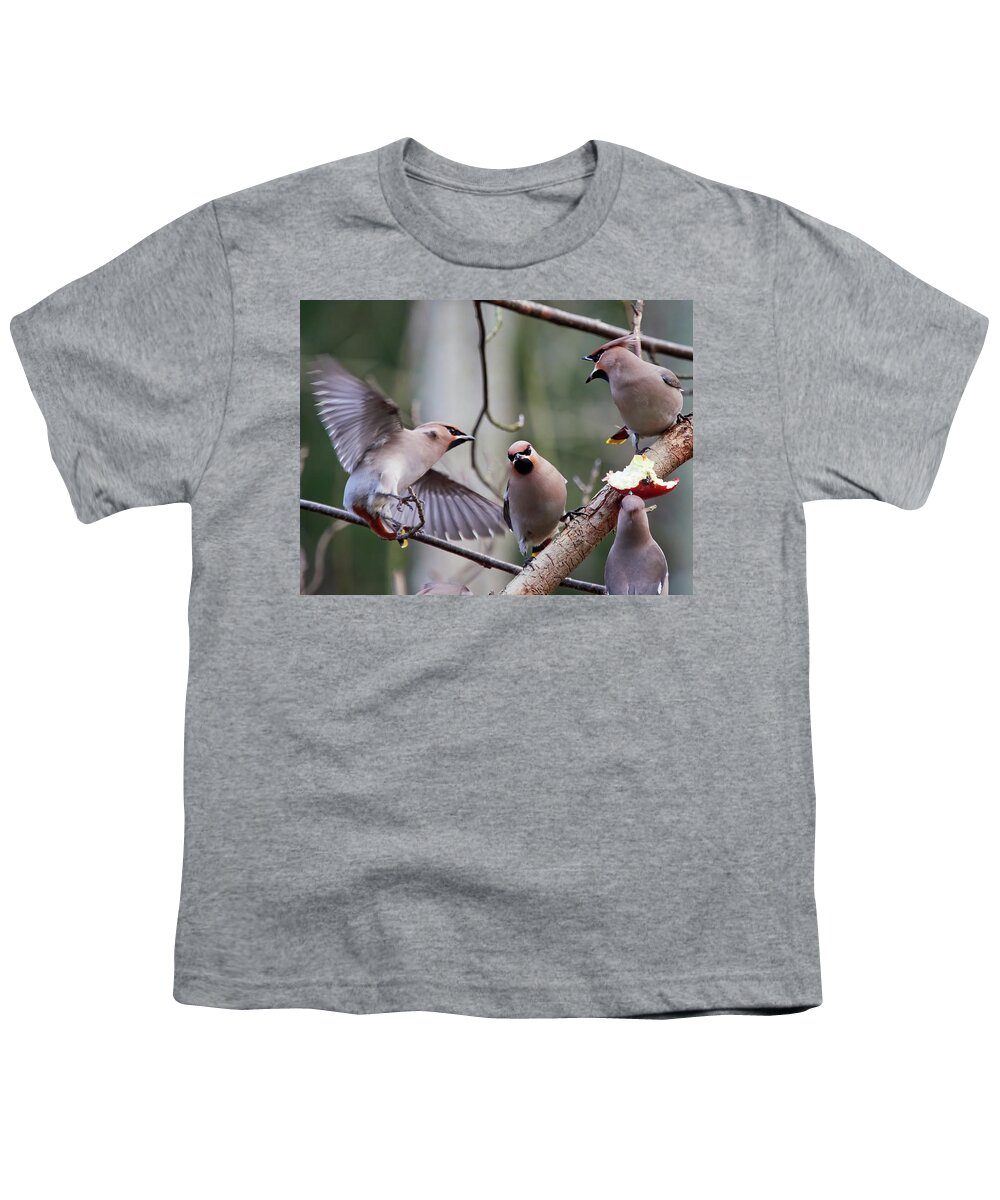 Bombycilla Garrulus Youth T-Shirt featuring the photograph Why are they talking so loud by Jouko Lehto