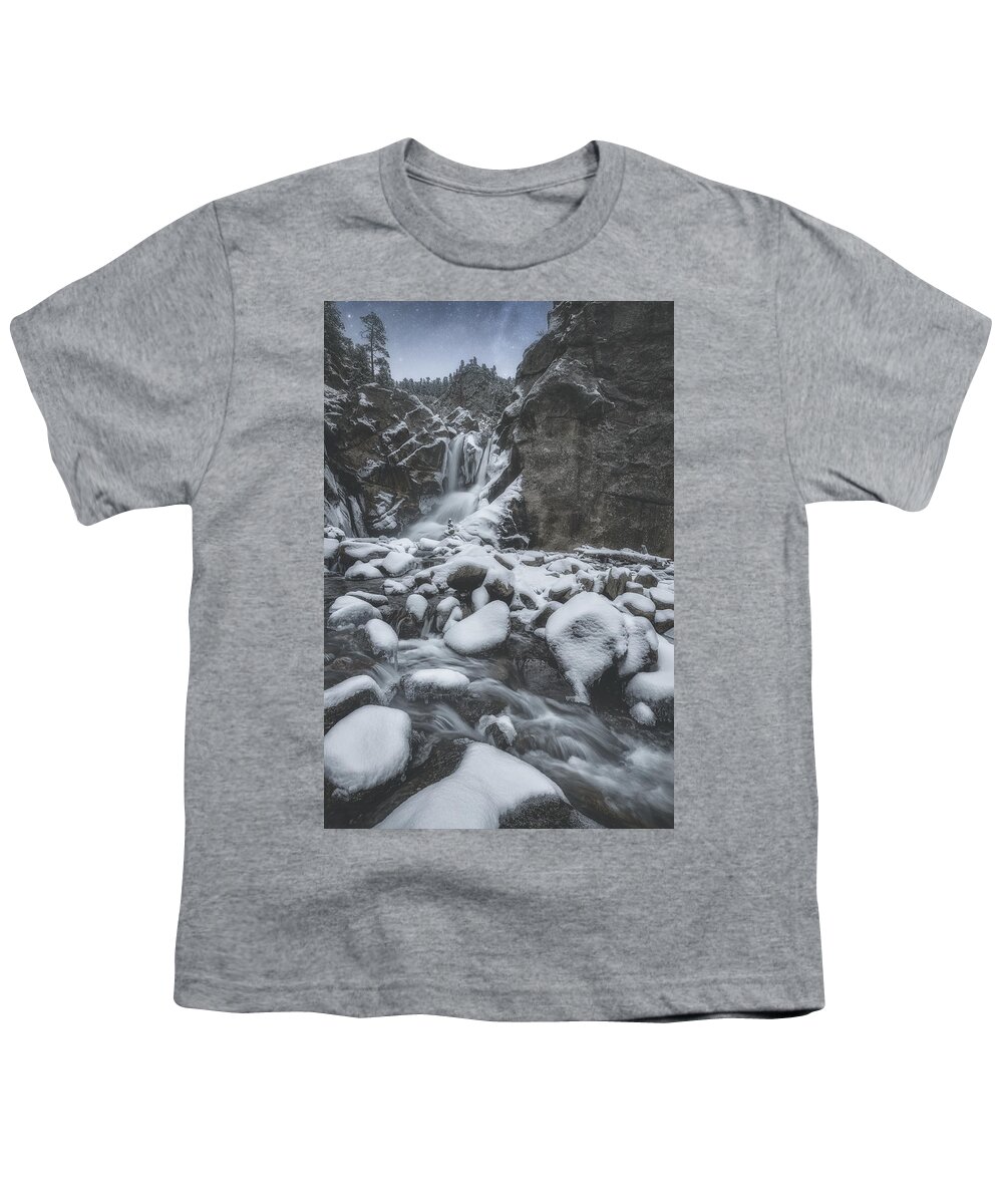 Waterfall Youth T-Shirt featuring the photograph Winter At Boulder Falls by Darren White