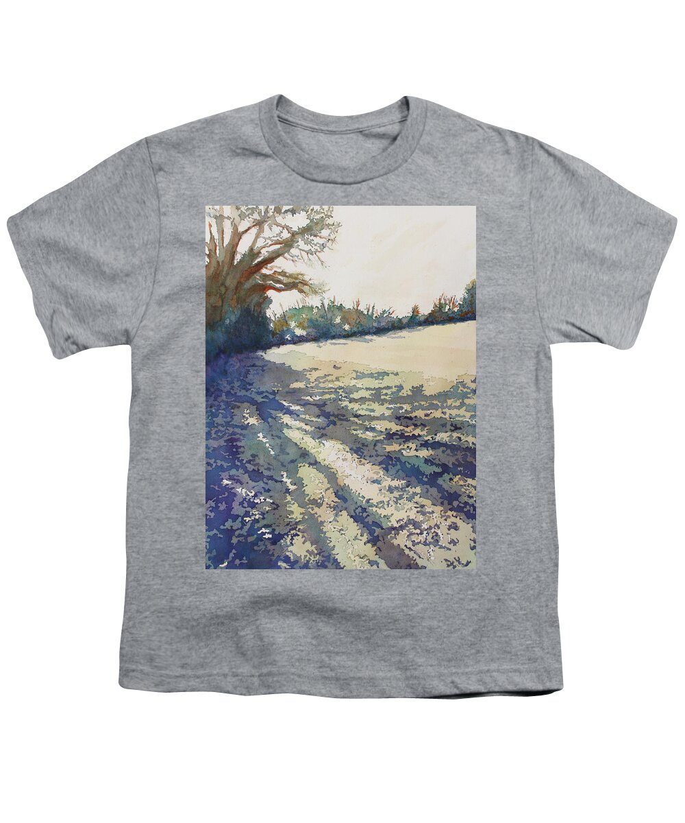 Joryville Park Youth T-Shirt featuring the painting Winter Shadows by Jenny Armitage