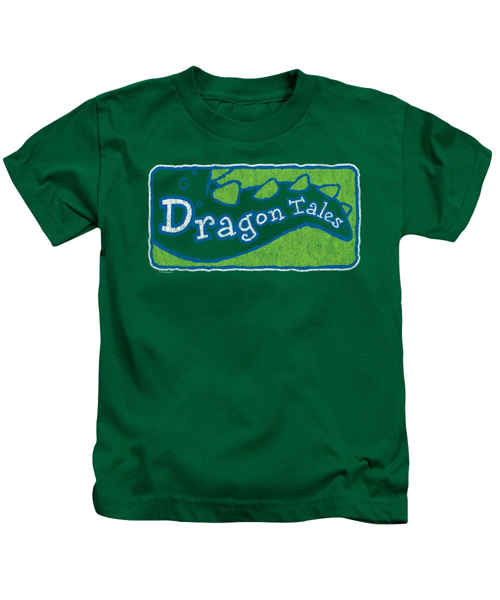  Kids T-Shirt featuring the digital art Dragon Tales - Logo Distressed by Brand A