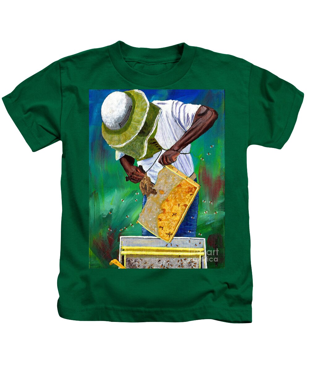 Bee Keeper Kids T-Shirt featuring the painting Keeper Of The Bees by Laura Forde
