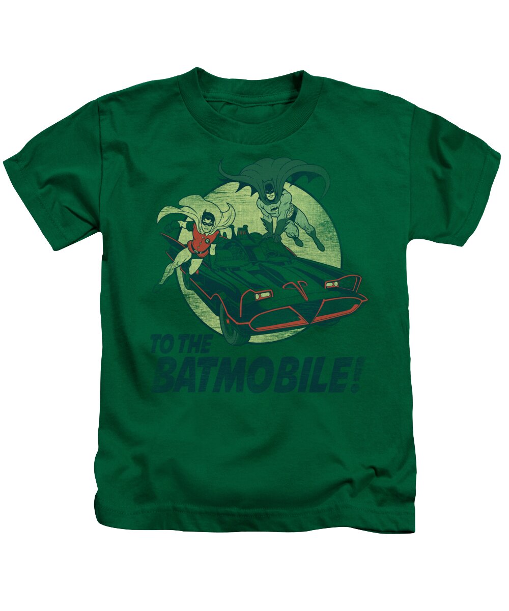 Batman Kids T-Shirt featuring the digital art Batman Classic Tv - To The Batmobile by Brand A