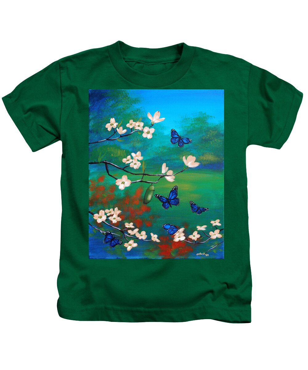 Butterfly Kids T-Shirt featuring the painting Butterfly Blue by Glenn Pollard