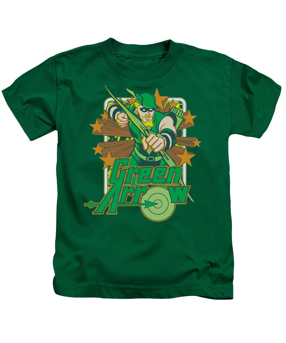 Dc Comics Kids T-Shirt featuring the digital art Dc - Green Arrow Stars by Brand A