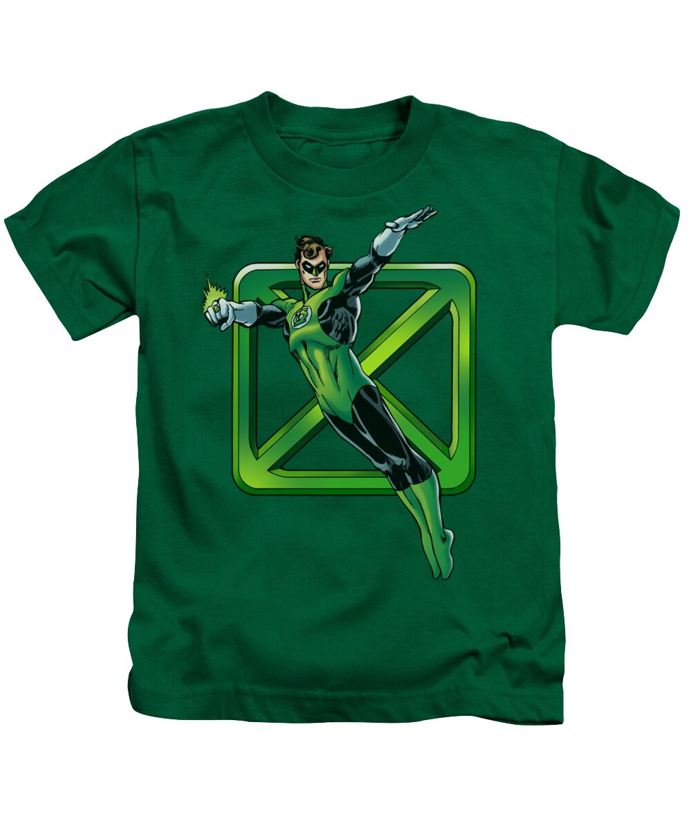 Dc Comics Kids T-Shirt featuring the digital art Dco - Green Cross by Brand A