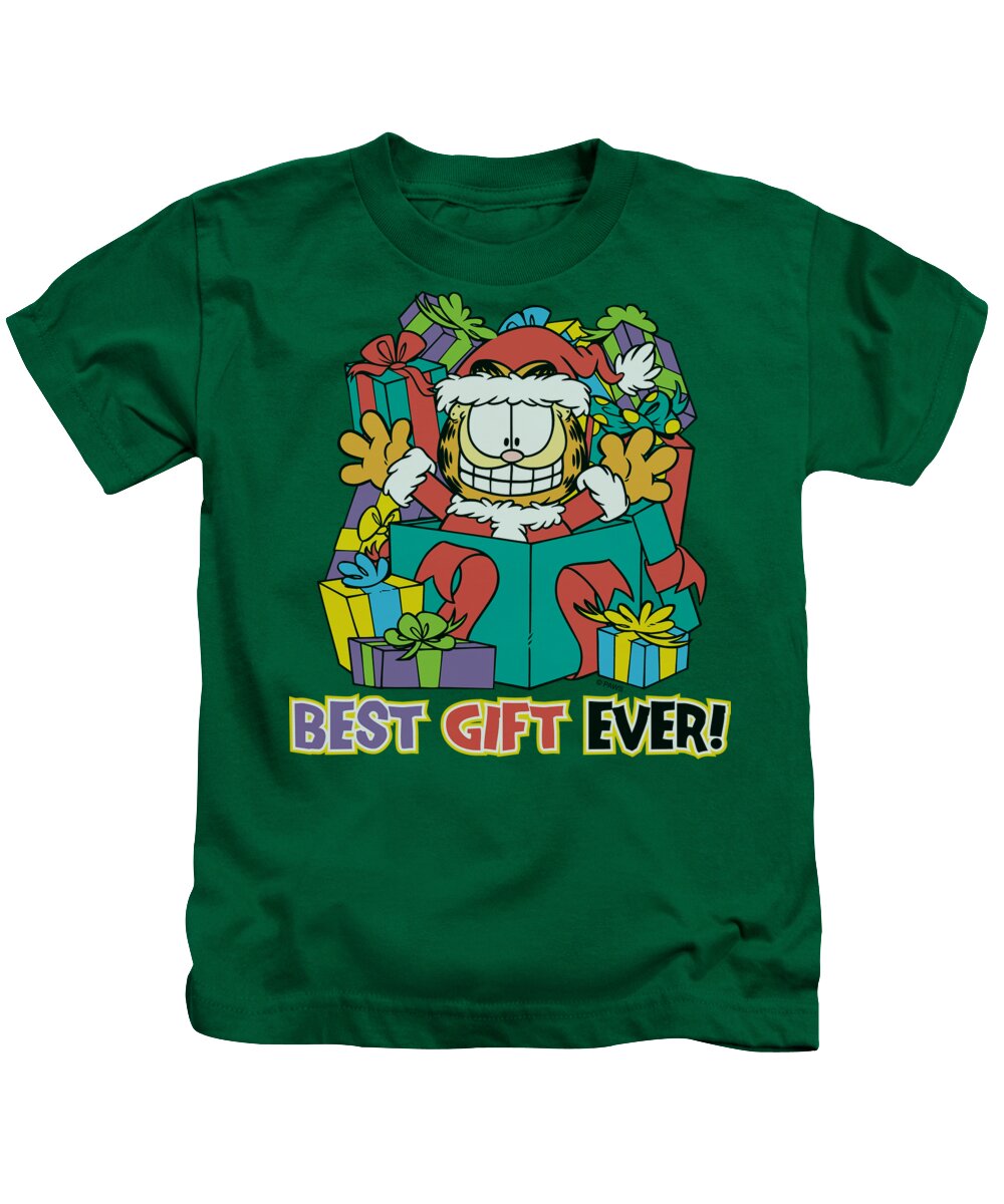 Garfield Kids T-Shirt featuring the digital art Garfield - Best Gift Ever by Brand A