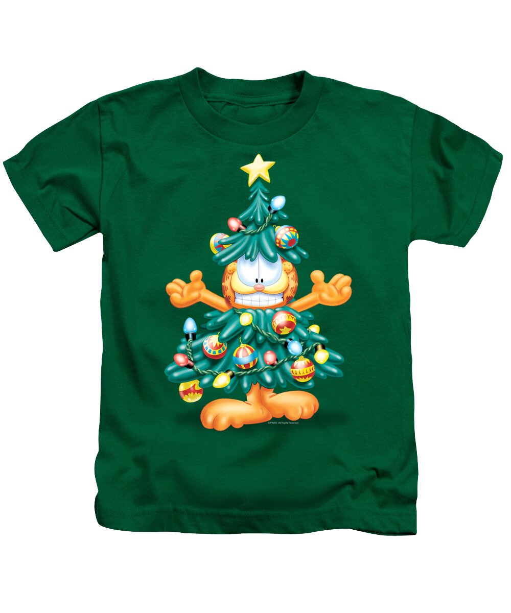  Kids T-Shirt featuring the digital art Garfield - Tree by Brand A