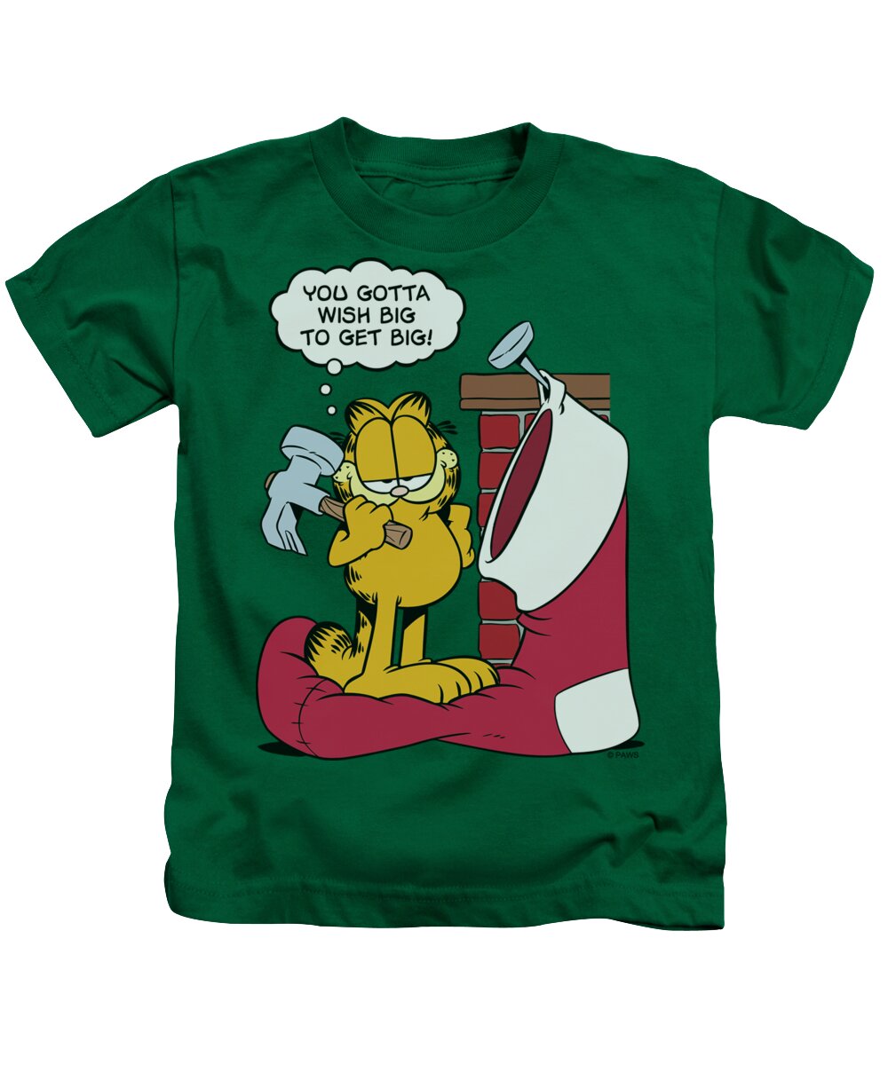Garfield Kids T-Shirt featuring the digital art Garfield - Wish Big by Brand A