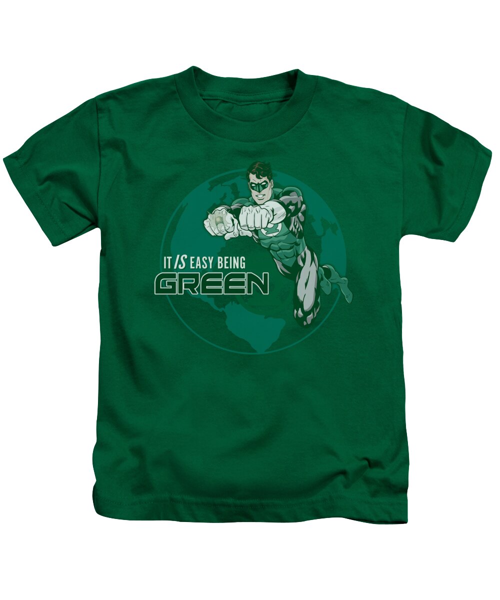 Green Lantern Kids T-Shirt featuring the digital art Gl - Easy Being Green by Brand A