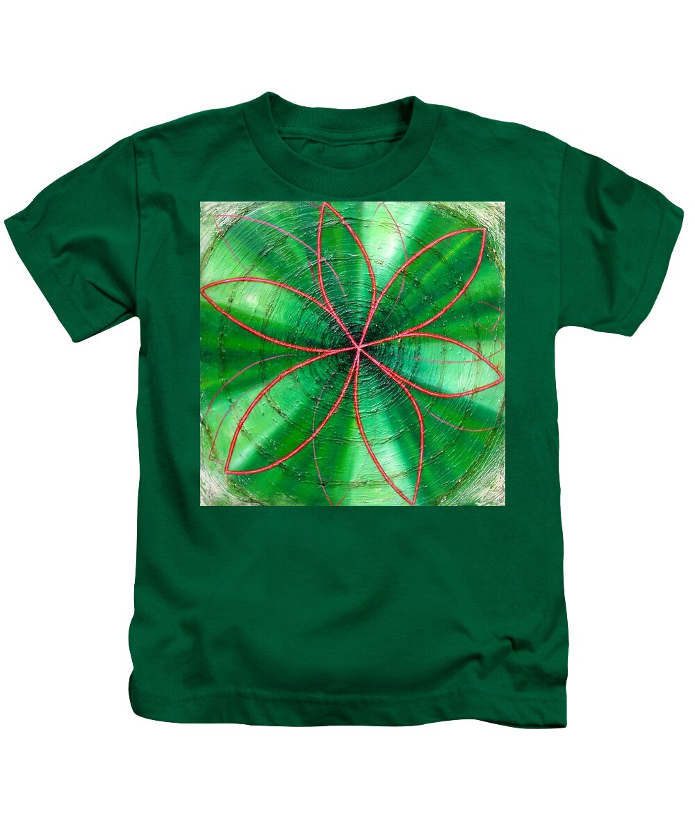 Colors Kids T-Shirt featuring the painting Green Chakra by Anne Cameron Cutri