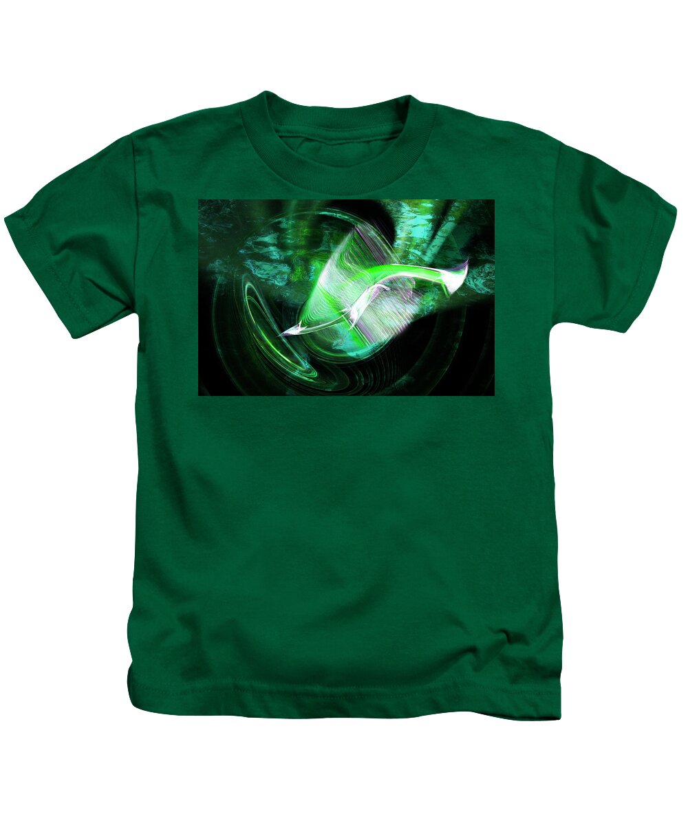 Green Kids T-Shirt featuring the digital art Green Dolphin by Lisa Yount