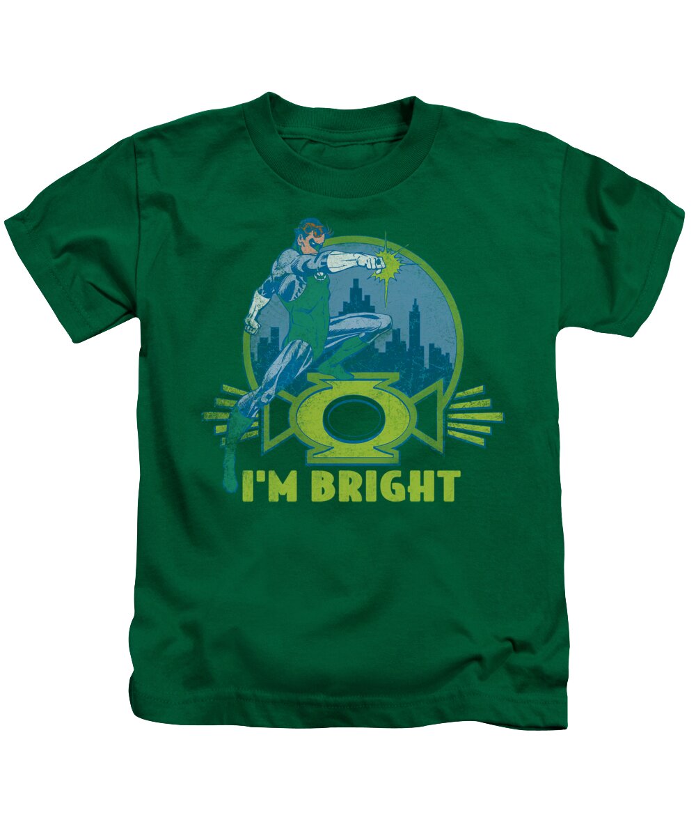 Green Lantern Kids T-Shirt featuring the digital art Green Lantern - I'm Bright by Brand A