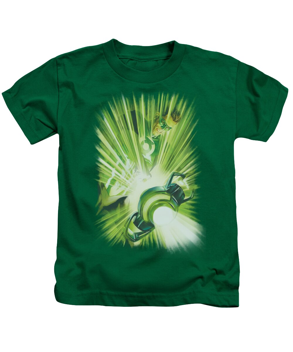 Green Lantern Kids T-Shirt featuring the digital art Green Lantern - Lantern's Light by Brand A