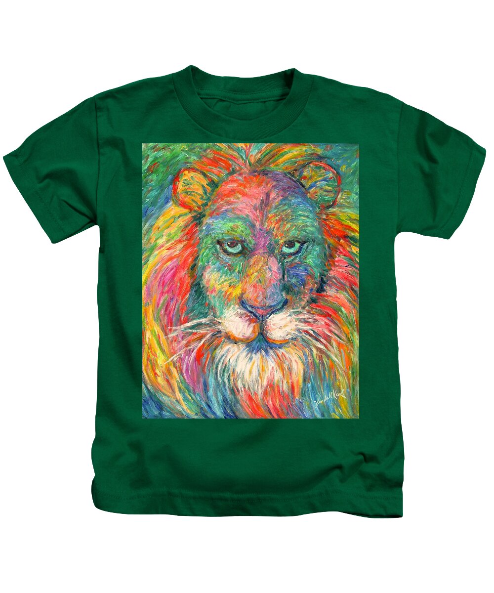 Abstract Lion Kids T-Shirt featuring the painting Lion Explosion by Kendall Kessler