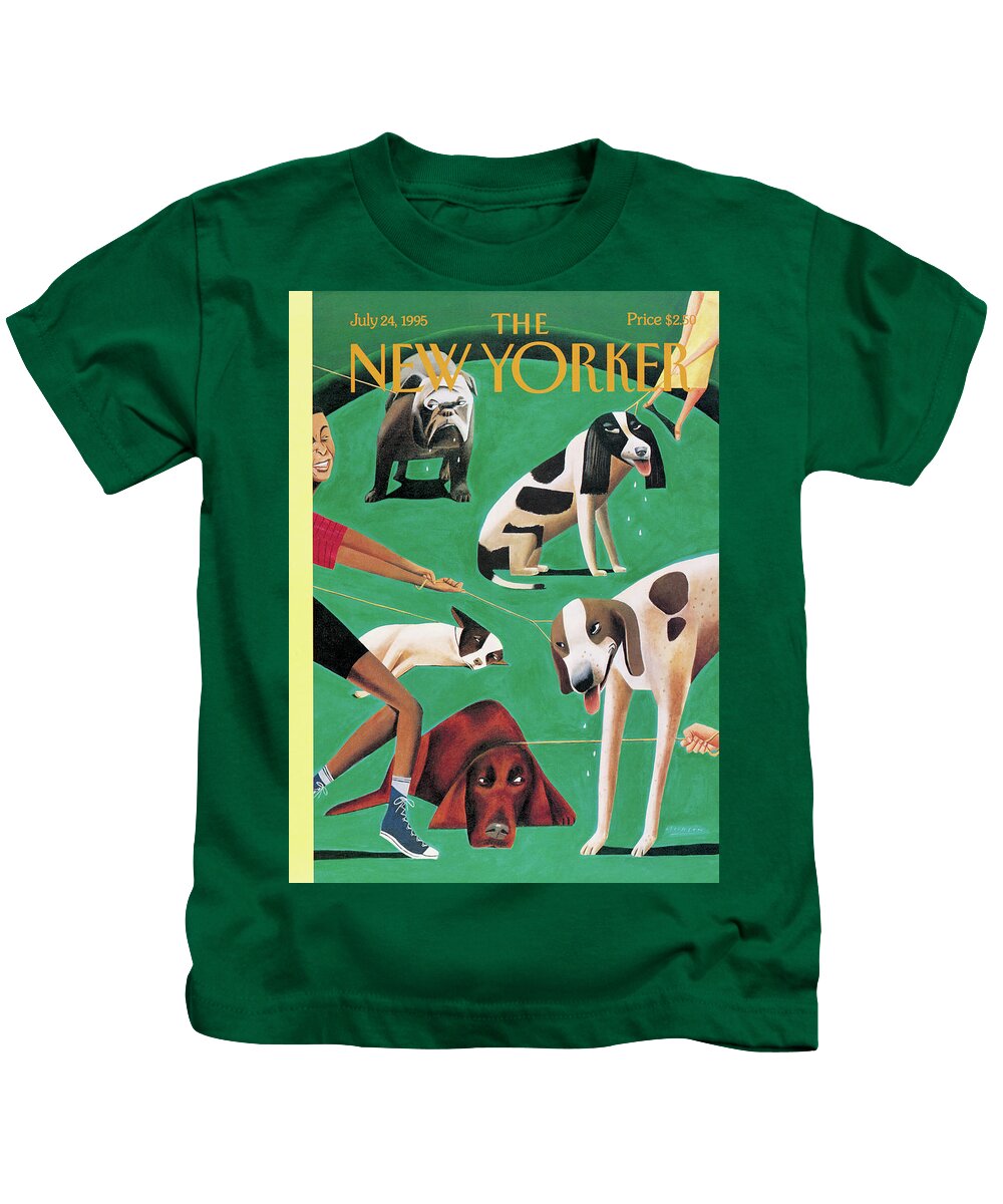 Dog Days Kids T-Shirt featuring the painting New Yorker July 24th, 1995 by Mark Ulriksen