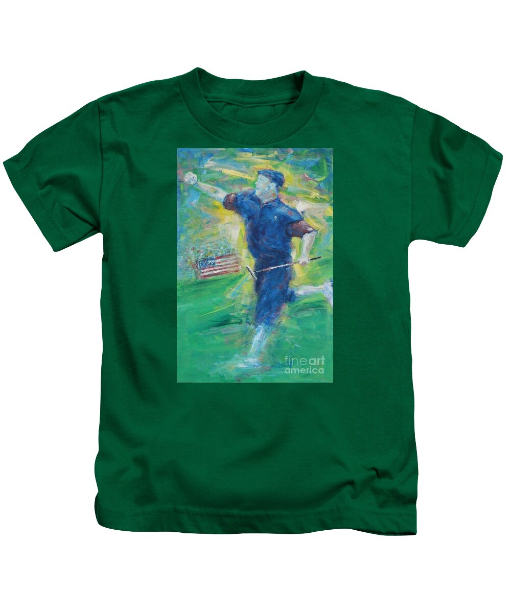 Payne Stewart Kids T-Shirt featuring the painting Payne's Triumph by Dan Campbell