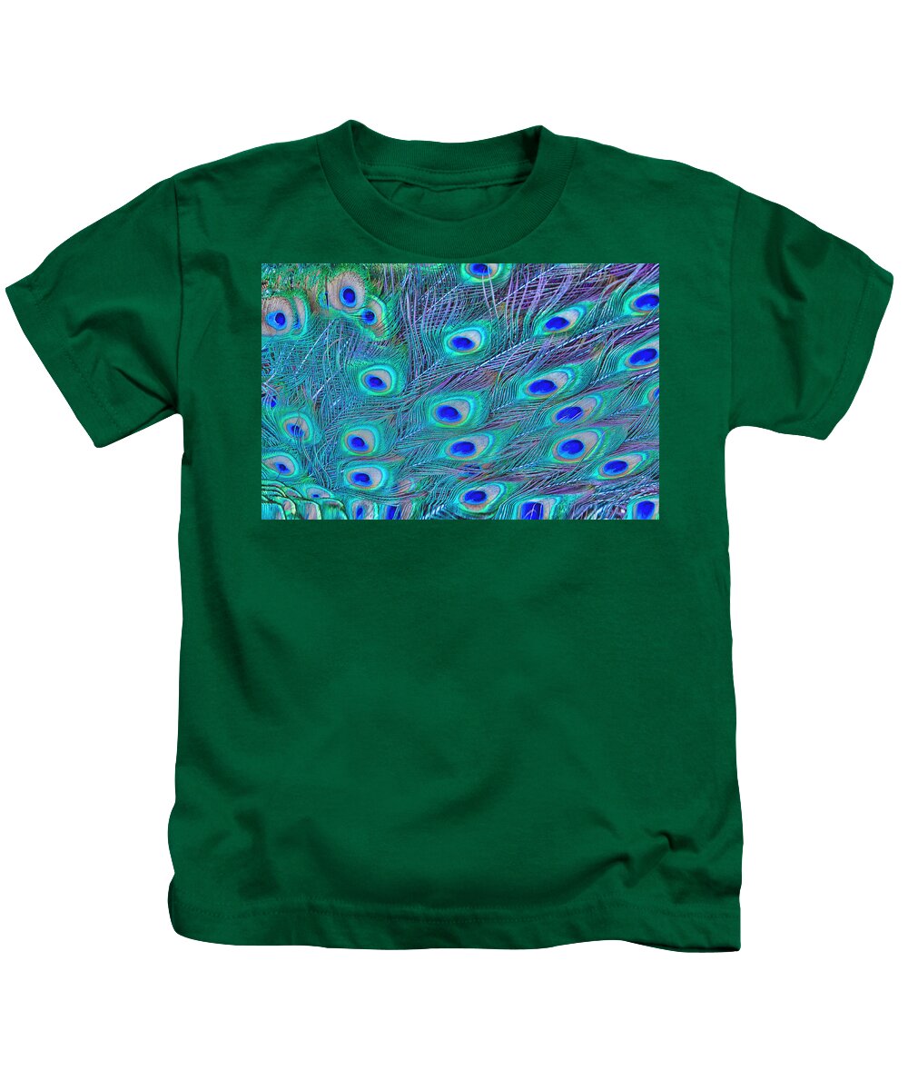 Peacock Feathers Kids T-Shirt featuring the photograph Peacock Feathers by Ram Vasudev