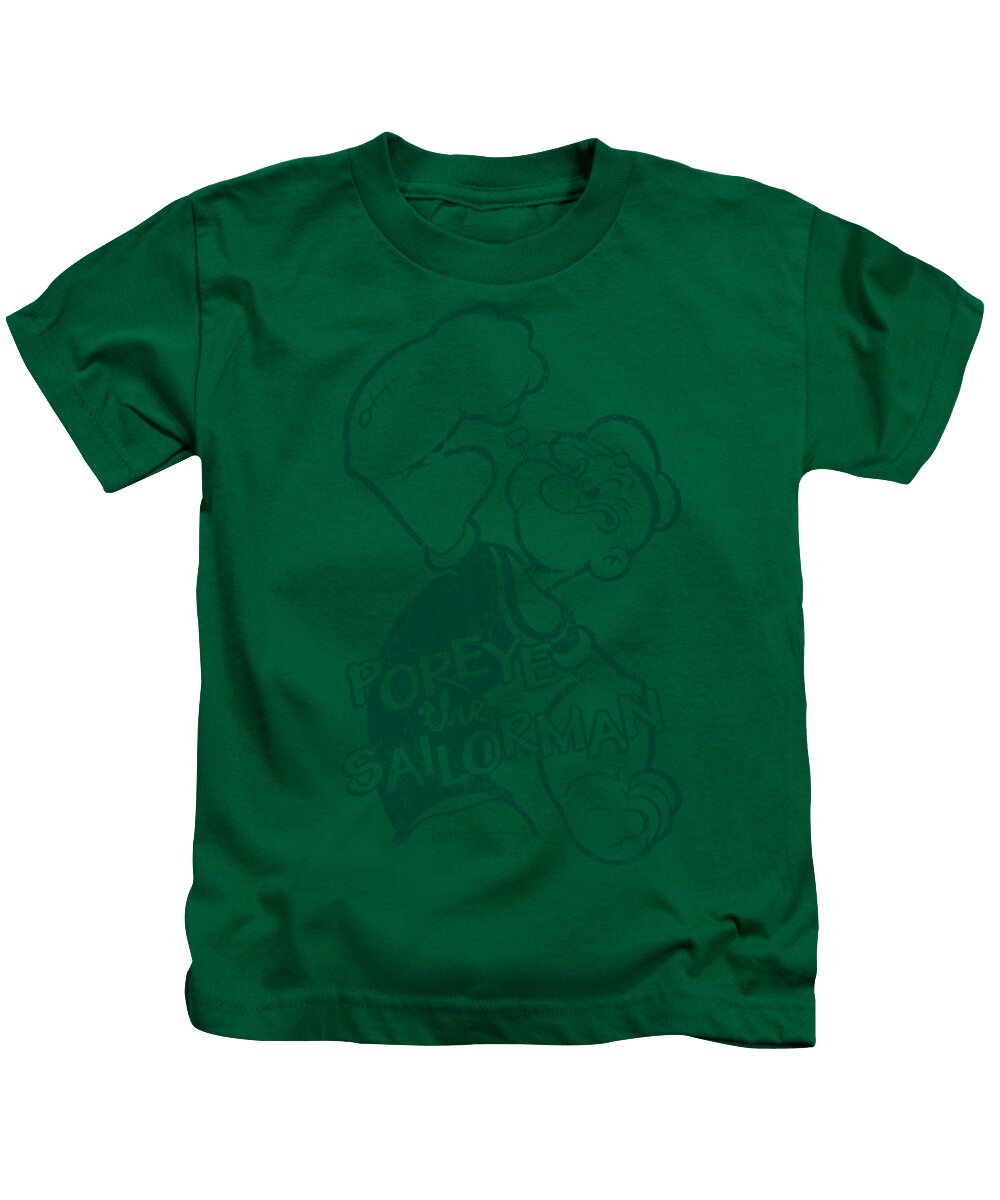 Popeye Kids T-Shirt featuring the digital art Popeye - Spinach Strong by Brand A