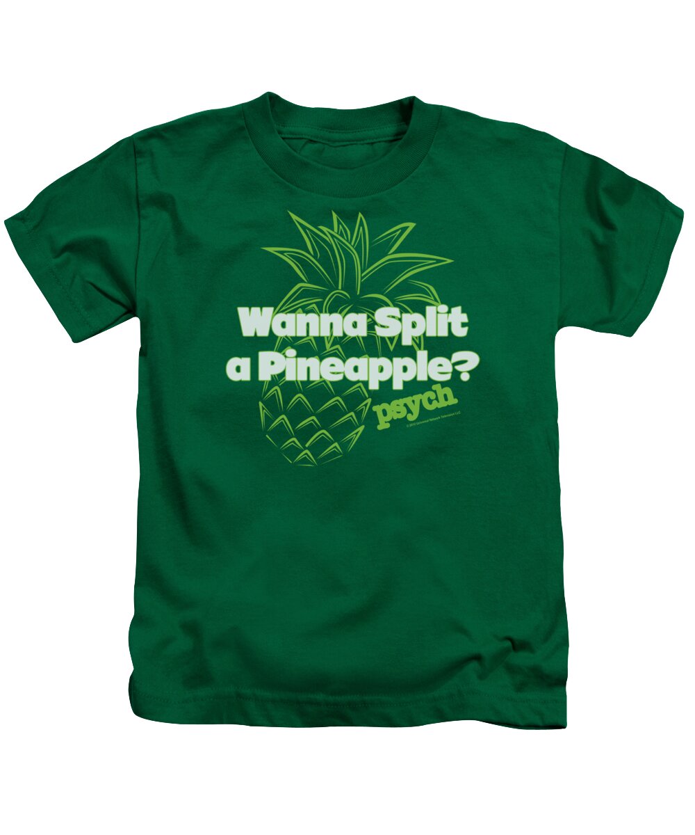  Kids T-Shirt featuring the digital art Psych - Pineapple Split by Brand A