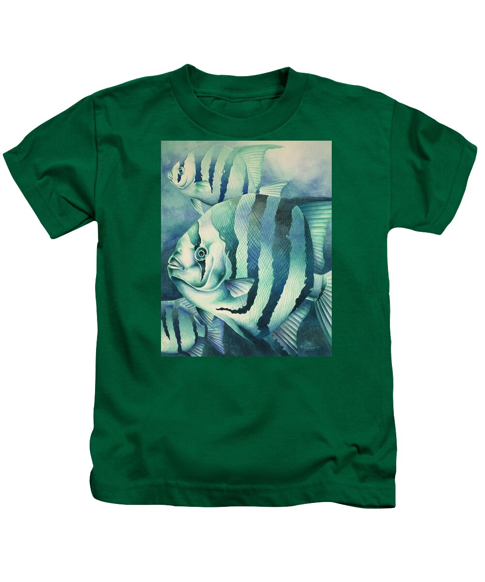 Spadefish Kids T-Shirt featuring the painting Spadefish by William Love