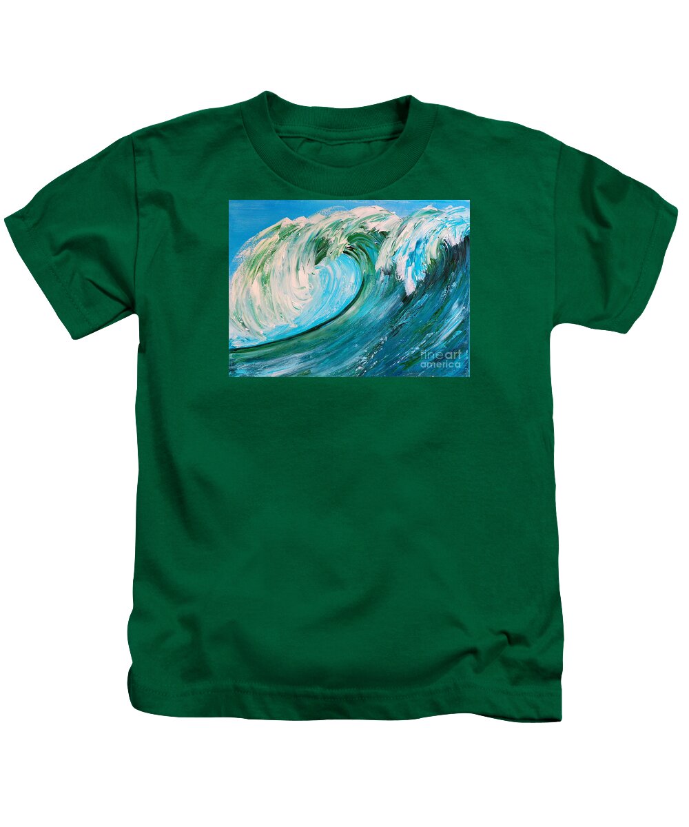 Waves Kids T-Shirt featuring the painting The Magnificent Waves by Teresa Wegrzyn